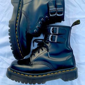 Doc Martens Smooth Leather Buckle Boots